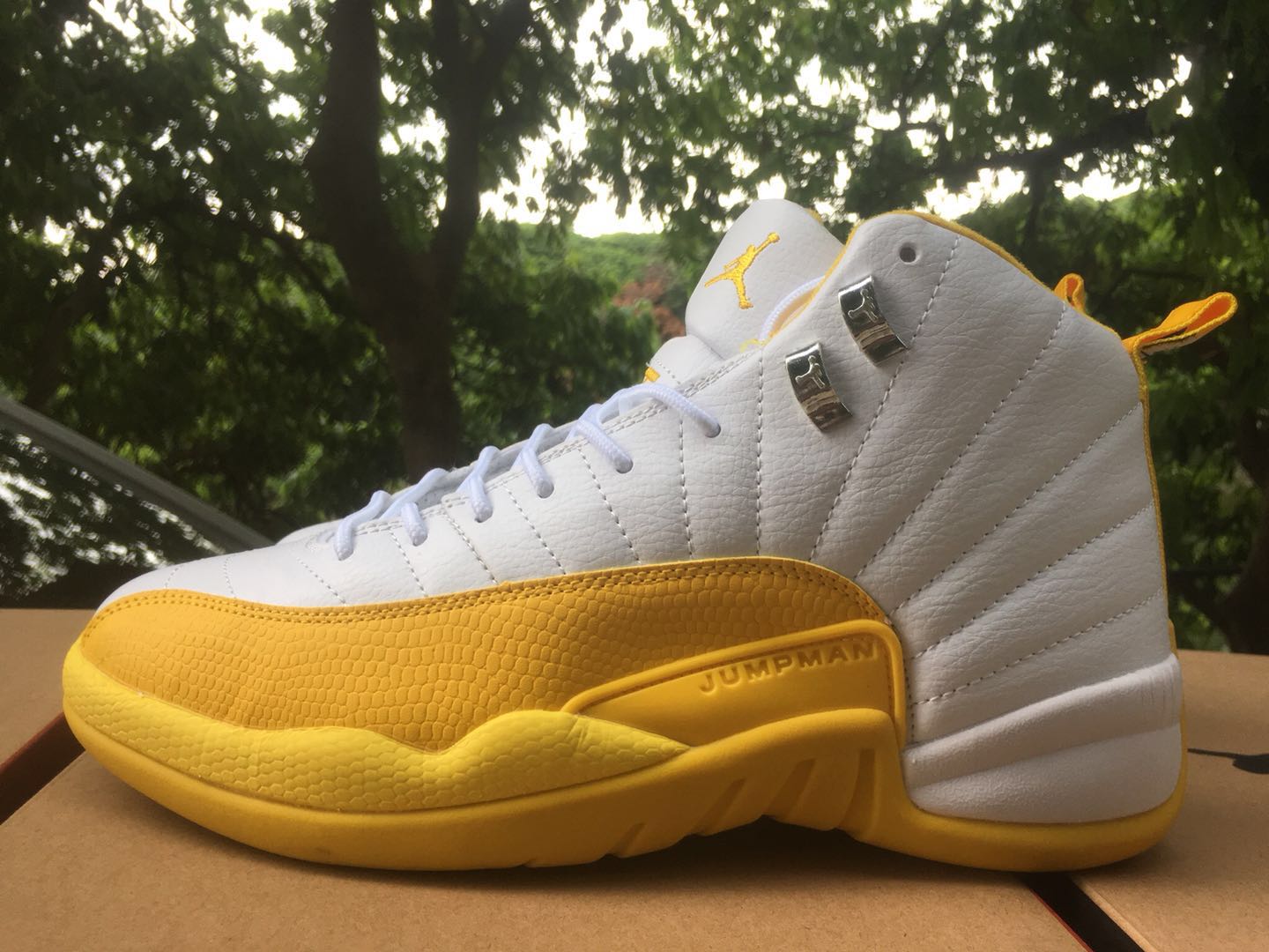 2020 Air Jordan 12 Retro White Yellow Shoes - Click Image to Close